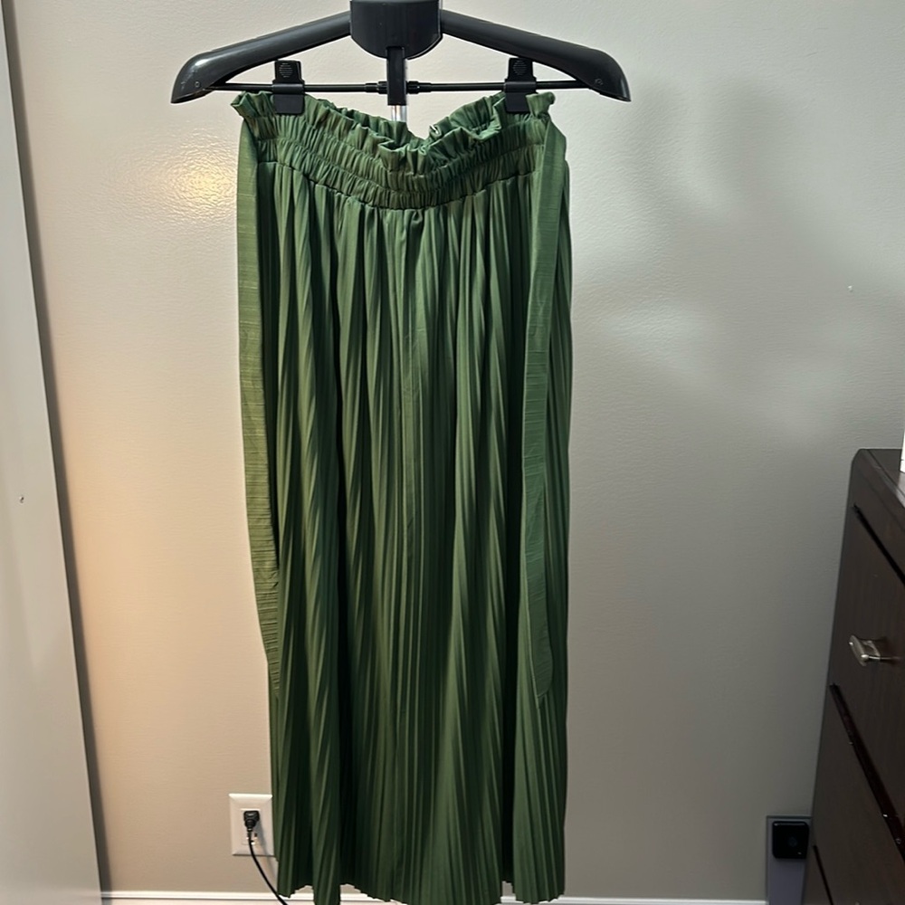Green olive color long skirt